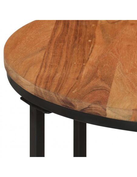 Tavolino Salotto 45x45x35cm in Legno Massello di Acacia e Ferro
