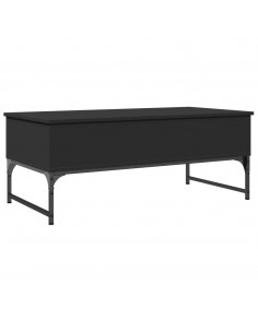 Tavolino Salotto Nero 100x50x40 cm Legno Multistrato e Metallo 2