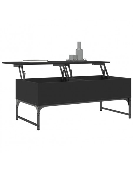 Tavolino Salotto Nero 100x50x40 cm Legno Multistrato e Metallo