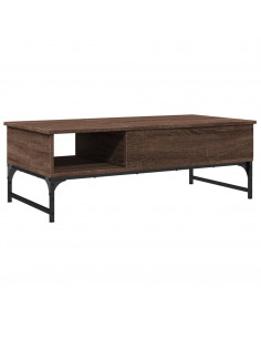 Tavolino Salotto Rovere Marrone 100x50x35cm Multistrato Metallo 2