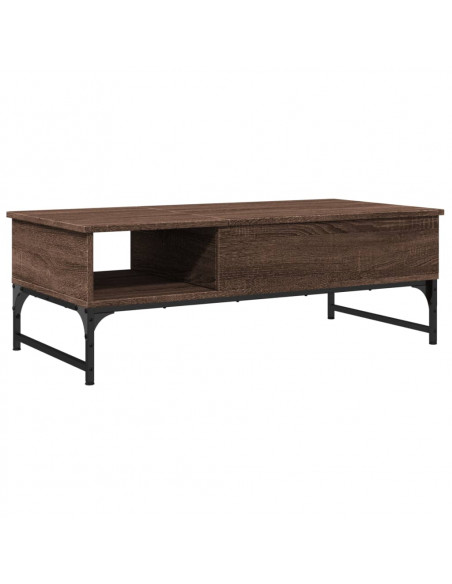 Tavolino Salotto Rovere Marrone 100x50x35cm Multistrato Metallo