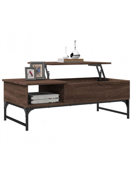 Tavolino Salotto Rovere Marrone 100x50x35cm Multistrato Metallo