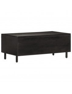 Tavolino da Salotto Nero 100x54x40cm in Legno Massello di Mango 2