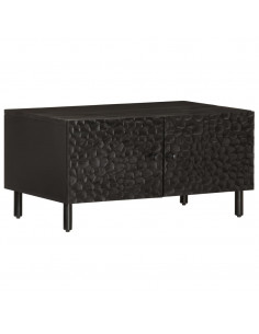 Tavolino da Salotto Nero 80x50x40 cm in Legno Massello di Mango 2