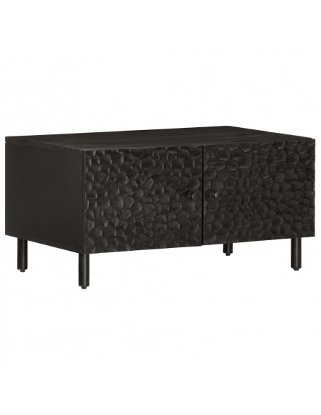 Tavolino da Salotto Nero 80x50x40 cm in Legno Massello di Mango