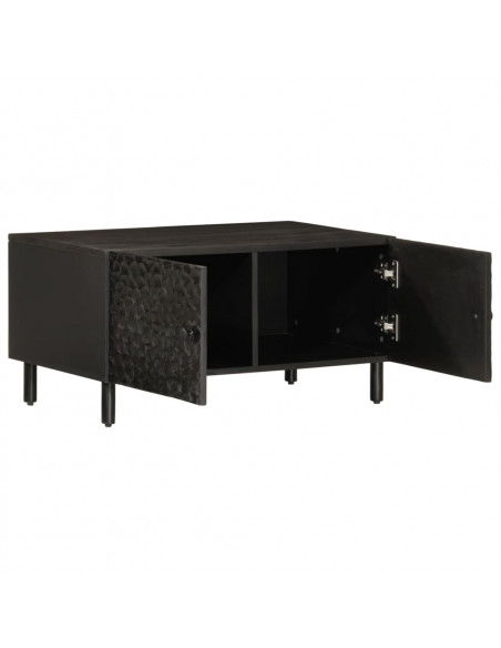 Tavolino da Salotto Nero 80x50x40 cm in Legno Massello di Mango