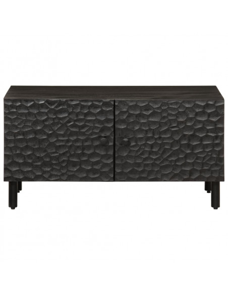 Tavolino da Salotto Nero 80x50x40 cm in Legno Massello di Mango