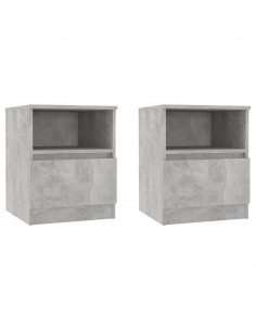 Comodini 2 pz Grigio Cemento 40x40x50 cm in Legno Multistrato 2