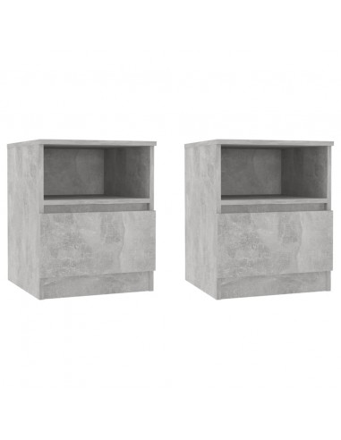 Comodini 2 pz Grigio Cemento 40x40x50 cm in Legno Multistrato
