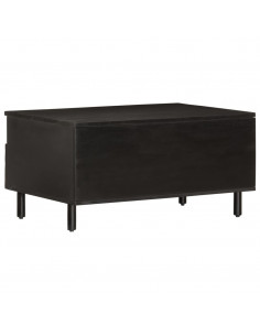 Tavolino da Salotto Nero 80x54x40 cm in Legno Massello di Mango 2