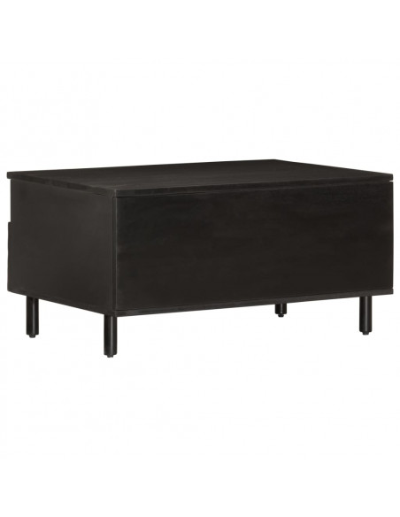 Tavolino da Salotto Nero 80x54x40 cm in Legno Massello di Mango