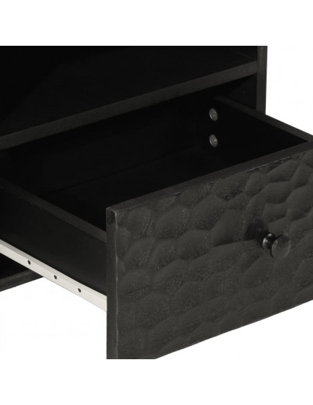 Tavolino da Salotto Nero 80x54x40 cm in Legno Massello di Mango