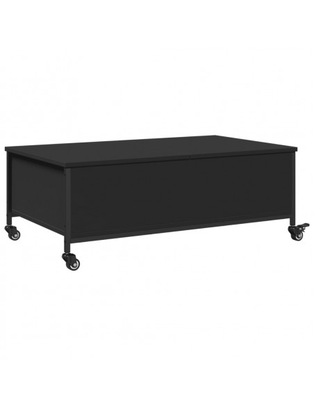 Tavolino Salotto con Ruote Nero 91x55x34 cm Legno Multistrato