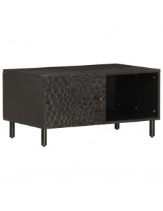 Tavolino da Salotto Nero 80x50x40 cm in Legno Massello di Mango 2