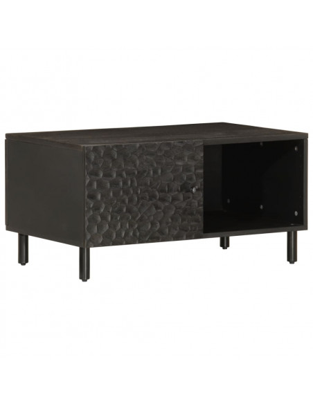Tavolino da Salotto Nero 80x50x40 cm in Legno Massello di Mango