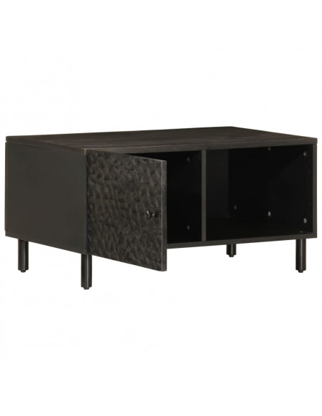 Tavolino da Salotto Nero 80x50x40 cm in Legno Massello di Mango
