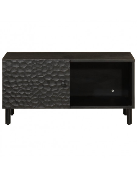 Tavolino da Salotto Nero 80x50x40 cm in Legno Massello di Mango
