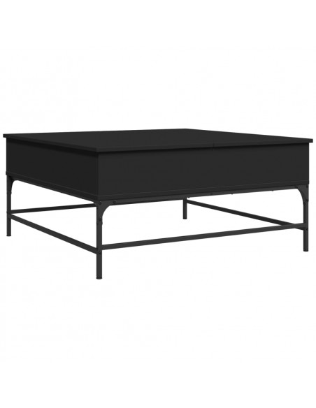 Tavolino Salotto Nero 95x95x45 cm Legno Multistrato e Metallo