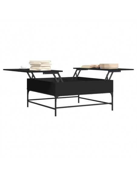 Tavolino Salotto Nero 95x95x45 cm Legno Multistrato e Metallo