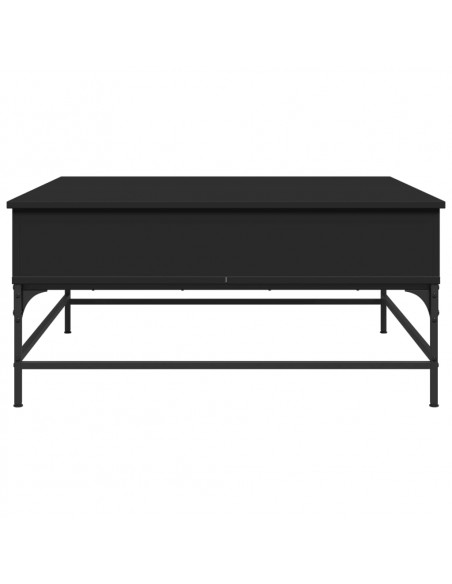 Tavolino Salotto Nero 95x95x45 cm Legno Multistrato e Metallo