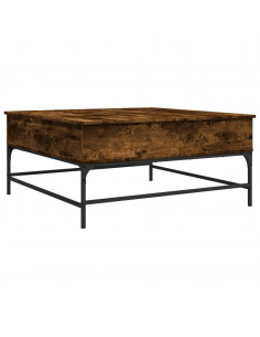 Tavolino Rovere Fumo 95x95x45 cm in Legno Multistrato e Metallo 2