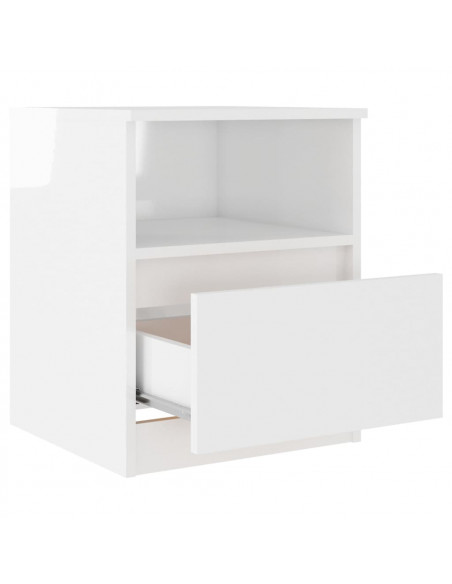 Comodino Bianco Lucido 40x40x50 cm in Legno Multistrato