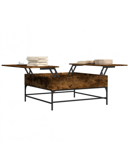 Tavolino Rovere Fumo 95x95x45 cm in Legno Multistrato e Metallo