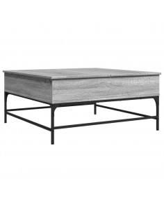 Tavolino Grigio Sonoma 95x95x45 cm Legno Multistrato e Metallo 2