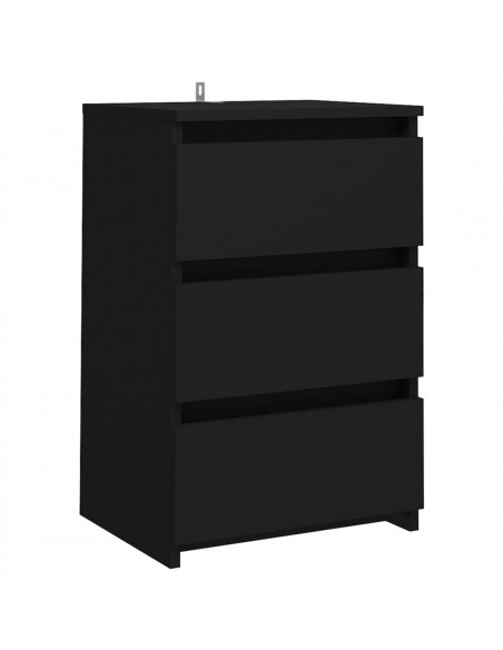 Comodino Nero 40x35x62,5 cm in Legno Multistrato