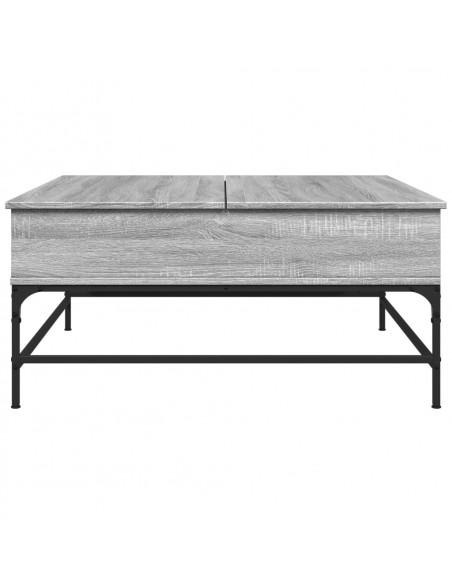 Tavolino Grigio Sonoma 95x95x45 cm Legno Multistrato e Metallo