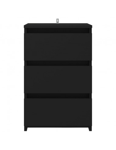 Comodino Nero 40x35x62,5 cm in Legno Multistrato