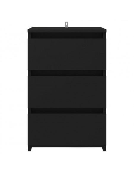 Comodino Nero 40x35x62,5 cm in Legno Multistrato