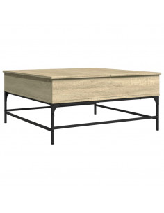 Tavolino Rovere Sonoma 95x95x45 cm Legno Multistrato e Metallo 2
