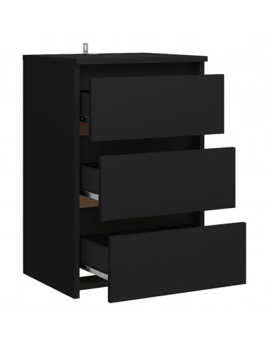 Comodino Nero 40x35x62,5 cm in Legno Multistrato