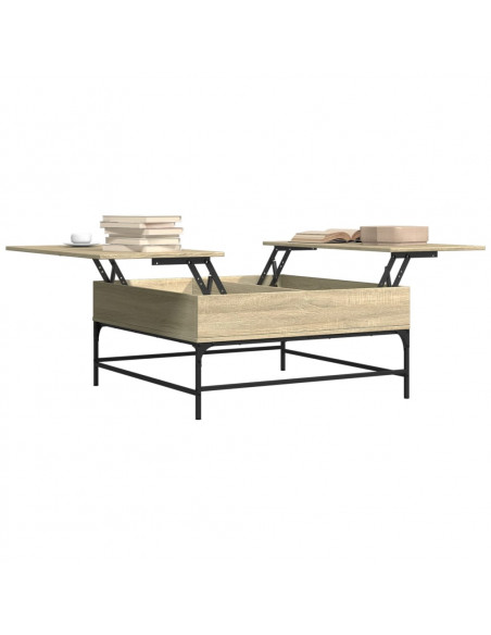Tavolino Rovere Sonoma 95x95x45 cm Legno Multistrato e Metallo