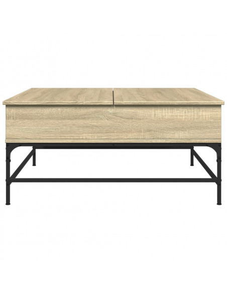 Tavolino Rovere Sonoma 95x95x45 cm Legno Multistrato e Metallo