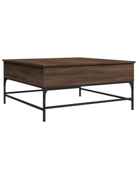 Tavolino Salotto Rovere Marrone 95x95x45 cm Multistrato Metallo