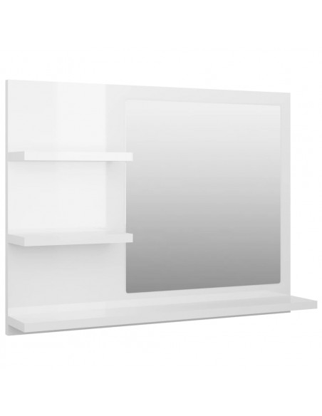 Specchio da Bagno Bianco Lucido 60x10,5x45 cm Legno Multistrato