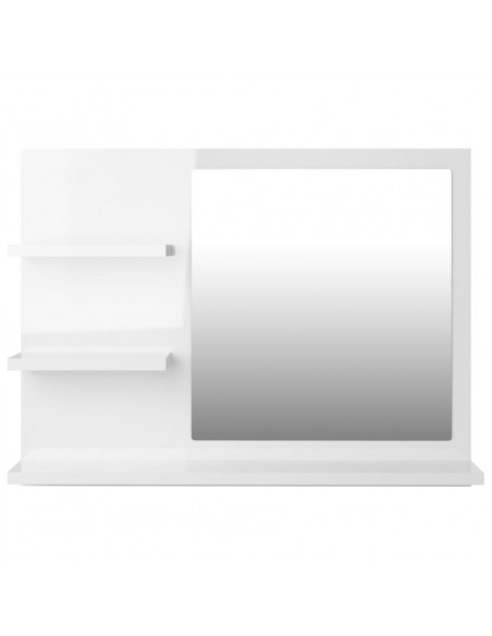 Specchio da Bagno Bianco Lucido 60x10,5x45 cm Legno Multistrato