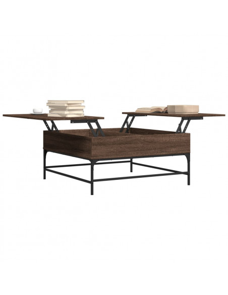 Tavolino Salotto Rovere Marrone 95x95x45 cm Multistrato Metallo