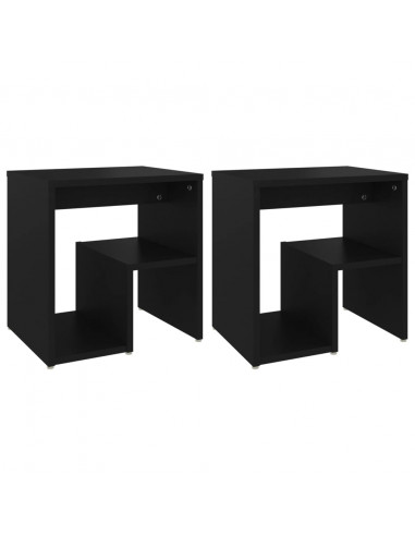 Comodini 2 pz Neri 40x30x40 cm in Legno Multistrato