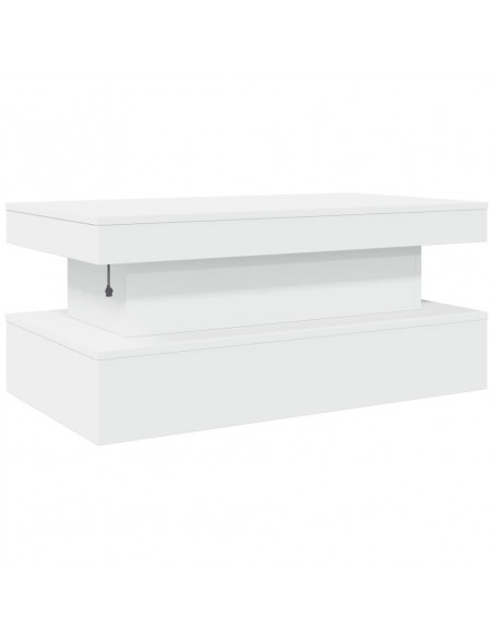 Tavolino da Soggiorno con Luci LED Bianco 90x50x40 cm