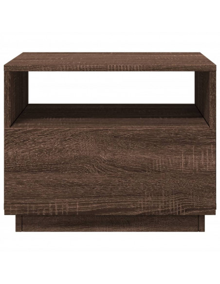 Tavolino da Soggiorno con Luci LED Rovere Marrone 50x49x40 cm