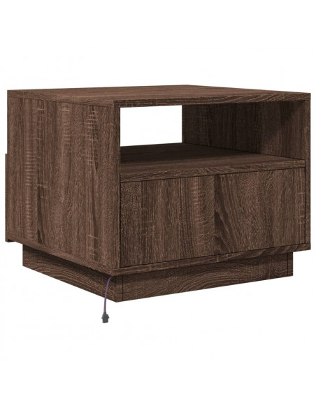 Tavolino da Soggiorno con Luci LED Rovere Marrone 50x49x40 cm