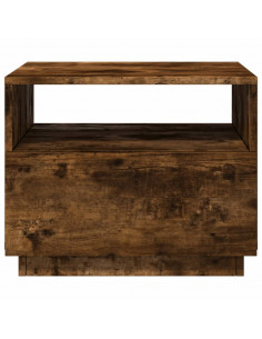Tavolino da Soggiorno con Luci LED Rovere Fumo 50x49x40 cm 2