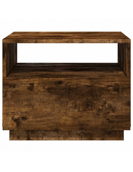Tavolino da Soggiorno con Luci LED Rovere Fumo 50x49x40 cm