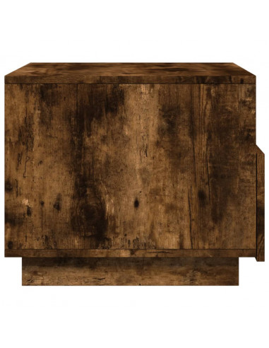 Tavolino da Soggiorno con Luci LED Rovere Fumo 50x49x40 cm