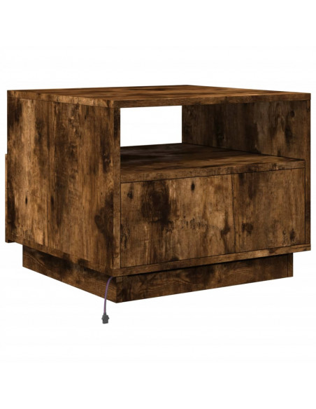 Tavolino da Soggiorno con Luci LED Rovere Fumo 50x49x40 cm