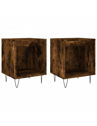 Comodini 2pz Rovere Fumo 40x35x50 cm in Legno Multistrato
