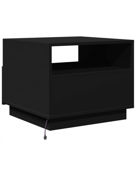 Tavolino da Soggiorno con Luci LED Nero 50x49x40 cm